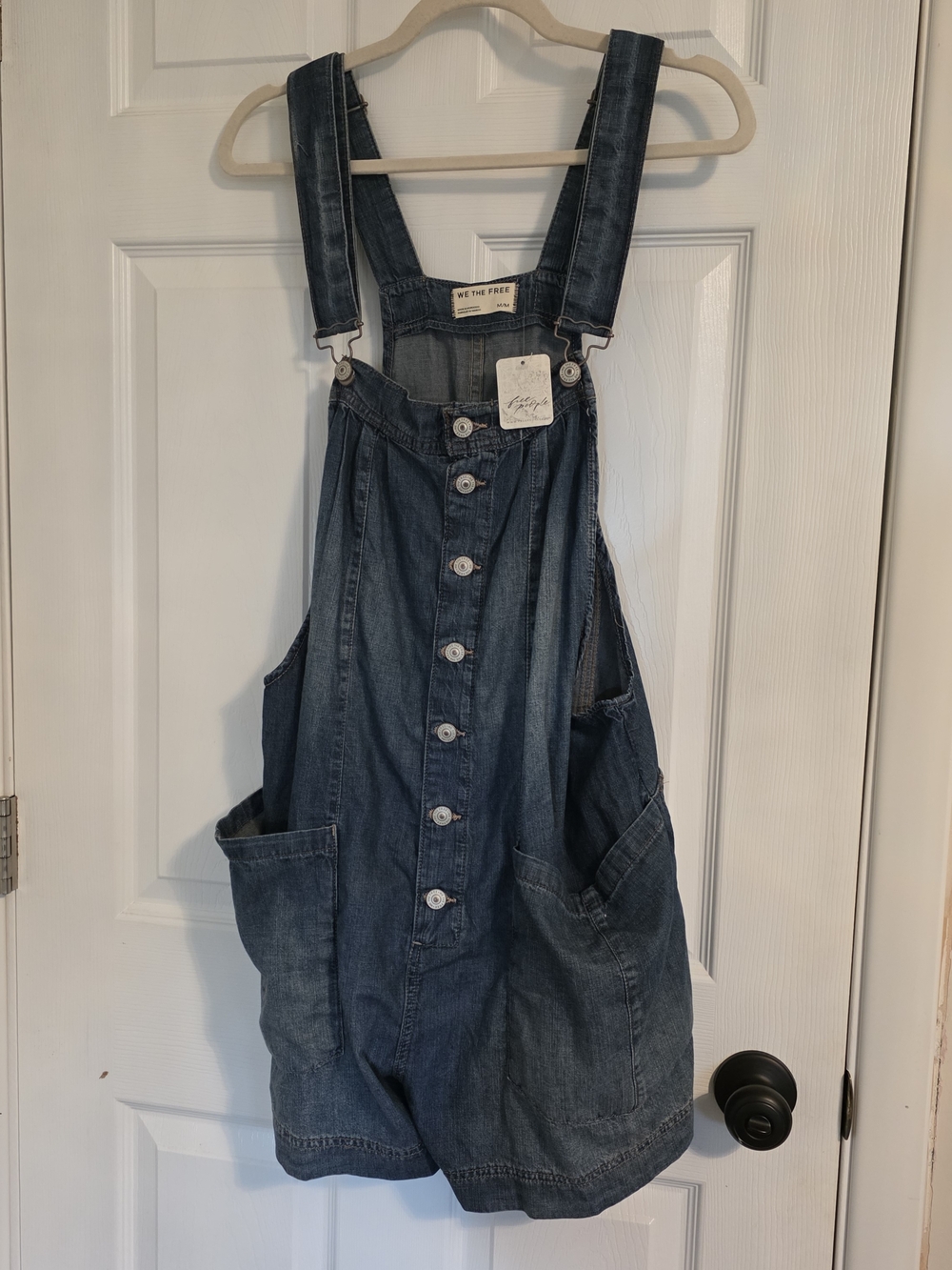We The Free  YOU'VE GOT THE L9VE Dark Blue Denim Overalls SIZE MED